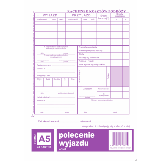 Polecenie wyjazdu służbowego, A5 40 kartek, 10-505-3 DOTTS