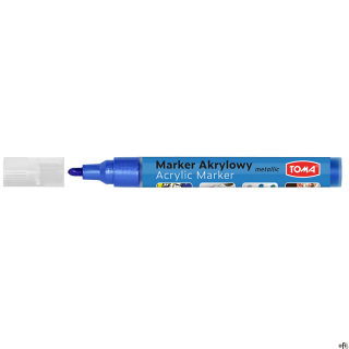Marker akrylowy, fibrowa końcówka okrągła 2-5mm,  niebieski metalic TO-402 Toma