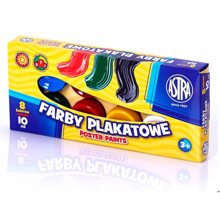 Farby plakatowe Astra 8 kolorów - 10 ml, 83113901