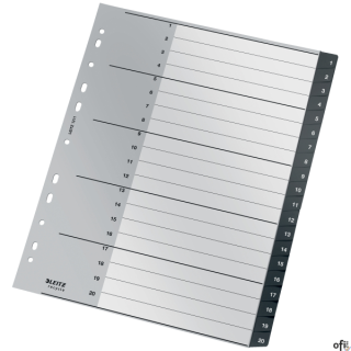 Przekładki Recycle 1 - 20, A4, PP, czarne Leitz, 12110000