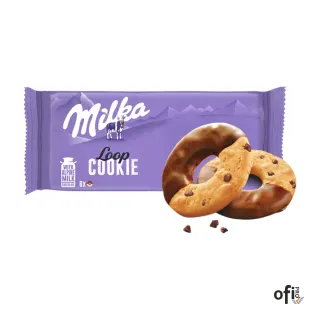 MILKA Cookie Loop Ciastka z kawałkami czekolady częściowo oblane czekoladą