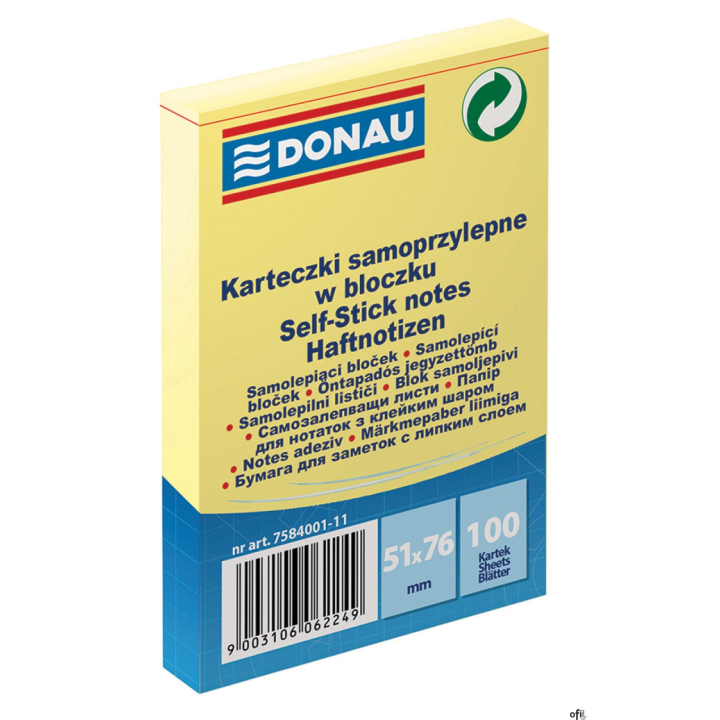 uniwersalne żółte karteczki, idealne do przekazywania wiadomości_ilość karteczek: 1x100 w rozmiarze 51x76mm_gramatura: 70gsm _ 4