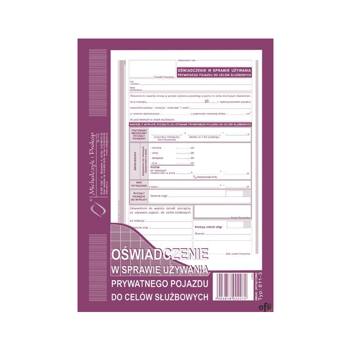 811-3 Oświad.w spraw.używ.pryw pojazd.MICHALCZYK I PROKOP