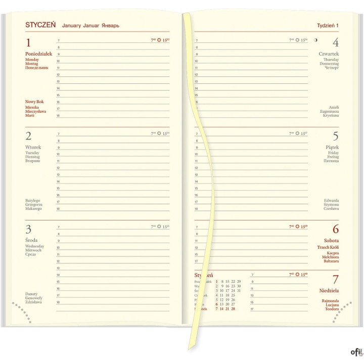 Kalendarz Cross A6 tygodniowy p. kremowy Nr kat. 219 A6TK czarny 2024 WOKÓŁ NAS