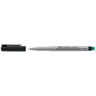 Marker uniwersalny niepermanentny Multimark Faber-Castell w kolorze czarnym. Z fibrową końcówką i zintegrowaną specjalną gumką. 
