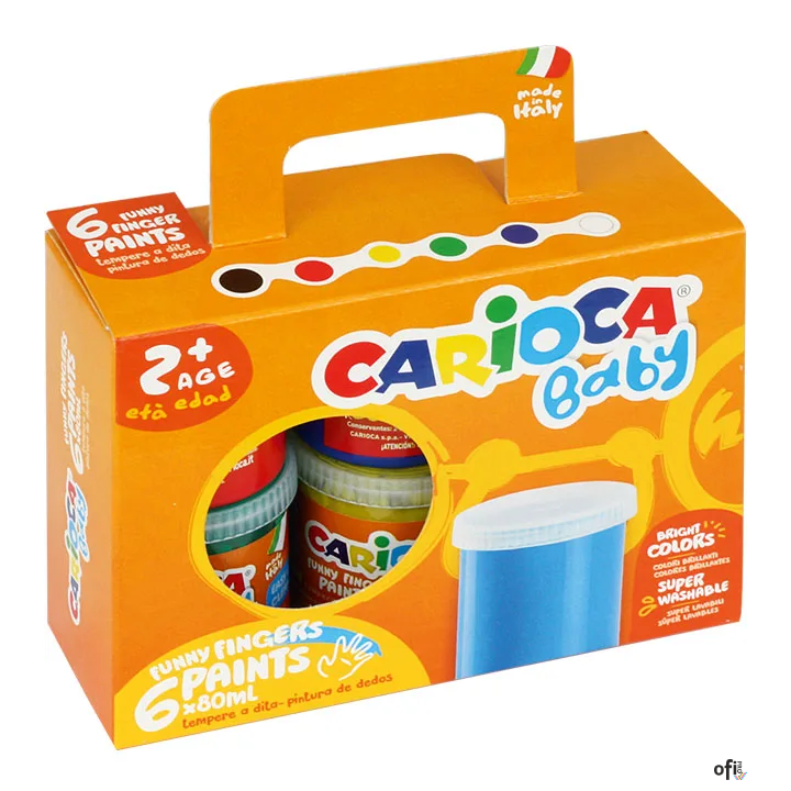 Farba tempera do malowania palcami 6kl 80ml CARIOCA BABY 170-2275 SALE OD 2 LAT