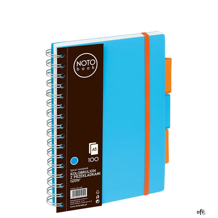 Kołobrulion Grand NOTO book A5 100 kartek niebieski kratka 150-1409 3 przekładki
