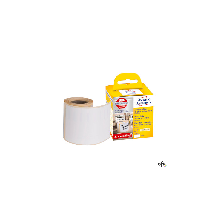 Etykiety Heavy Duty w rolce do drukarek termicznych DymoTM , 2 x 350 etyk. / rolka, 25 x 89 mm, poliestrowe, trwałe, białe, AVER