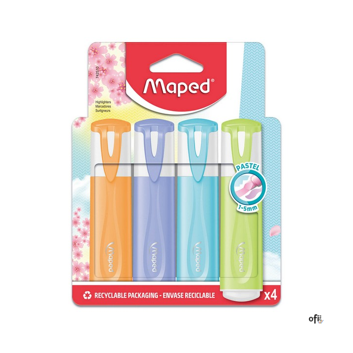 Zakreślacz Classic New Pastel mix kolorów 4 szt kartonowe etui 742510 Maped