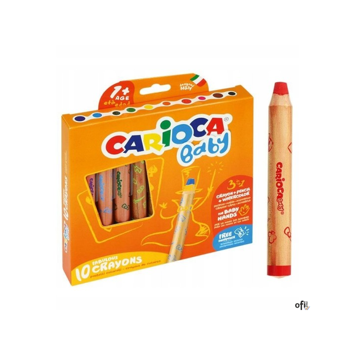 Kredki Baby 3w1 CARIOCA (42818), 10 kolorów, od 1 roku życia 170-2348