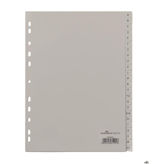 Przekładki PP A4 szare, nadr. indeks, A-Z, 24 części Szary 650810 DURABLE