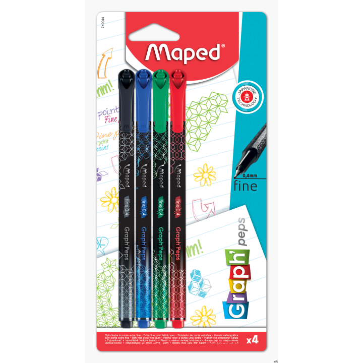 Cienkopis GRAPH PEPS DECO kolory  basic 4 szt blister Maped 749044