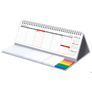 ilość stron - 54papier - biały 70g/m2wymiar&nbsp; - 309 x 99 mmpodstawa - tektura 2 mmspirala&nbsp;kalendarium PL 2026miesiąc bieżący, pop