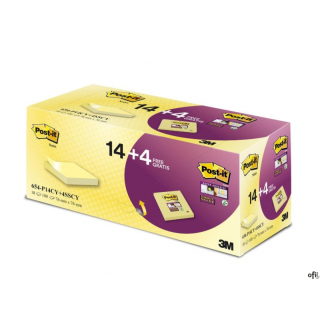 Karteczki samoprzylepne POST-IT_ (654-P14CY+4SSCY), 76x76mm, 14+4x90 kart., żółte, GRATIS