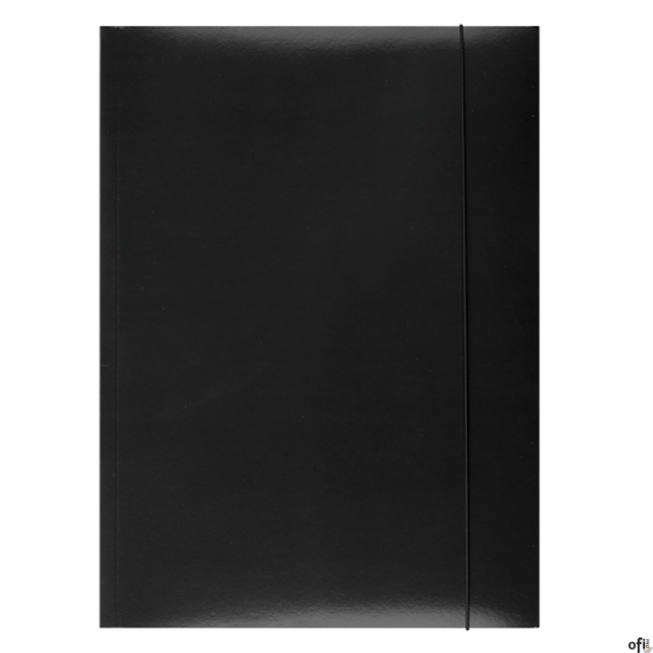 Teczka z gumką , karton, A4, 300gsm, 3-skrz., czarna, typu OFFICE PRODUCTS 21191131-05