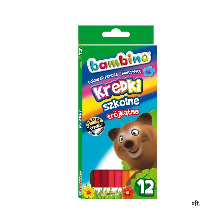 Kredki ołówkowe trójkątne BAMBINO 12 kolorów dł. 18cm w pud.kart.