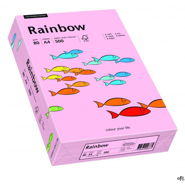 Papier xero kolorowy A4 80g 500 ark. RAINBOW R54  jasnoróżowy 88042519