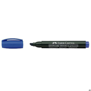 Marker permanentny Multimark Winner 54 Faber-Castell w kolorze niebieskim. Wodoodporny, odporny na działanie światła i szybkosch