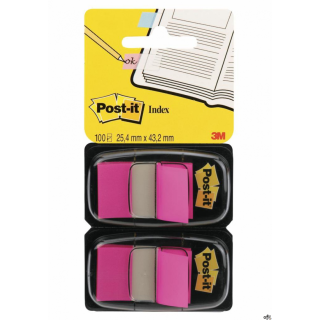 Zakładki indeksujące POST-IT_ (680-BP2EU), PP, 25,4x43,2mm, 2x50 kart., jaskraworóżowe