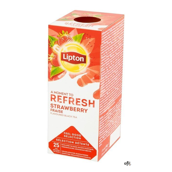 Herbata LIPTON REFRESH Strawberry czarna (25 kopert fol.)