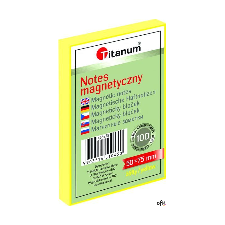 Notes elektrostatyczny 50x75mm 100k mix kolorów 456958 TITANUM bloczek