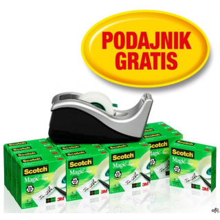 Taśma biurowa SCOTCH Magic (8-1933R16C60) matowa,16 szt.19mm x 33m + podajnik C60