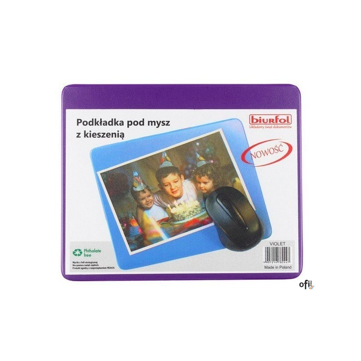 Podkładka pod mysz z kieszenią violet KPM-01-05 BIURFOL