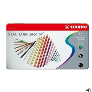 Kredki Akwarelowe STABILO Aquacolor w eleganckim metalowym etui. Przy użyciu pędzelka i wody można uzyskać efekt akwareli. Wspan