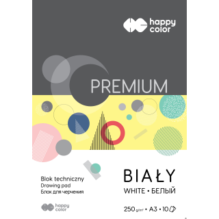 Blok techniczny PREMIUM biały A3, 250g, 10 ark, Happy Color HA 3725 3040-0