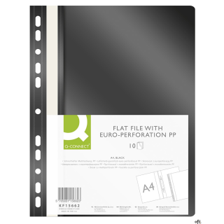 Skoroszyt Q-CONNECT, PP, A4, standard, 120/170mikr., wpinany, czarny KF15662