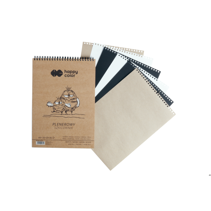 Szkicownik na spirali PLENEROWY A4, 70 ark, 3 kolory, 80/90g, Happy Color HA 3808 2030-P70