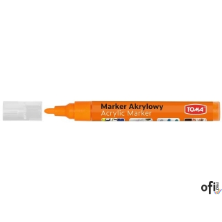 Marker akrylowy, fibrowa końcówka okrągła 2-5mm,  pomarańczowy TO-402 Toma