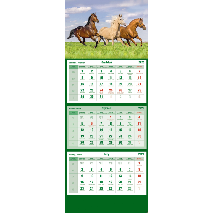 Kalendarz trójdzielny 2026 Konie Michalczyk i Prokop T-105T-11