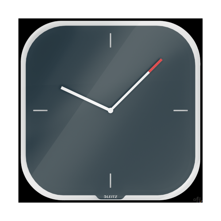 Nowoczesny i minimalistyczny, cichy, nietykający zegar ścienny. Wykonany ze szkła. Z dołączonym markerem do pisania na tarczy.