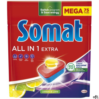 SOMAT Tabletki do zmywarki MEGA 75 szt. All in one Extra Lemon 52011