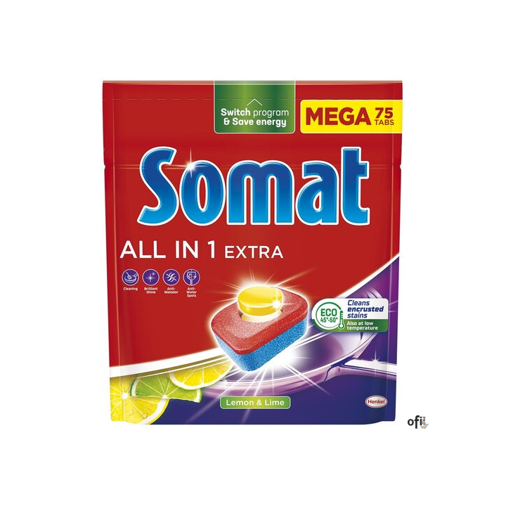 SOMAT Tabletki do zmywarki MEGA 75 szt. All in one Extra  Lemon 09282
