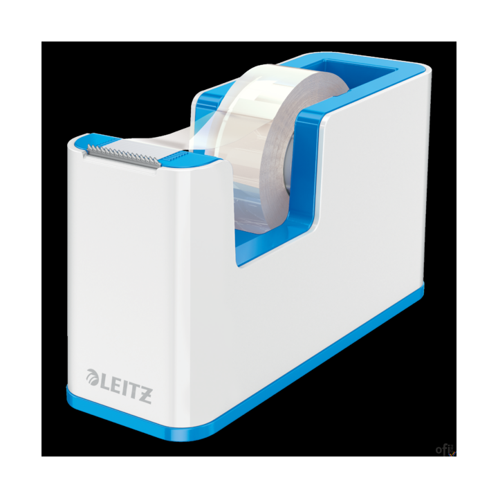 Przykuwający wzrok, wysokiej jakości stylowy podajnik taśmy klejącej, w unikalnym zestawieniu 2 kolorów, wykończony z połyskiem.