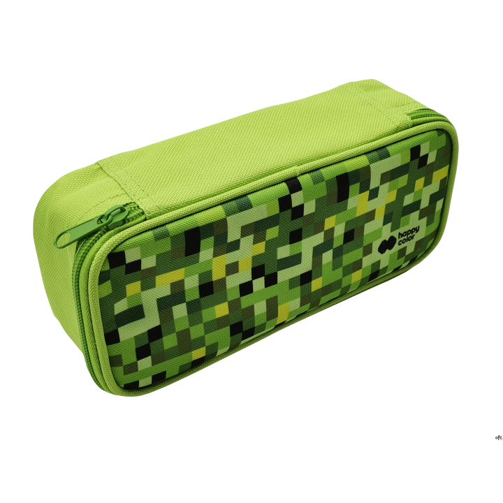 Piórnik saszetka z 1 zamkiem i klapką wewnętrzną, prostokątny, PIXI green, Happy Color HA 2213 4610-PI3