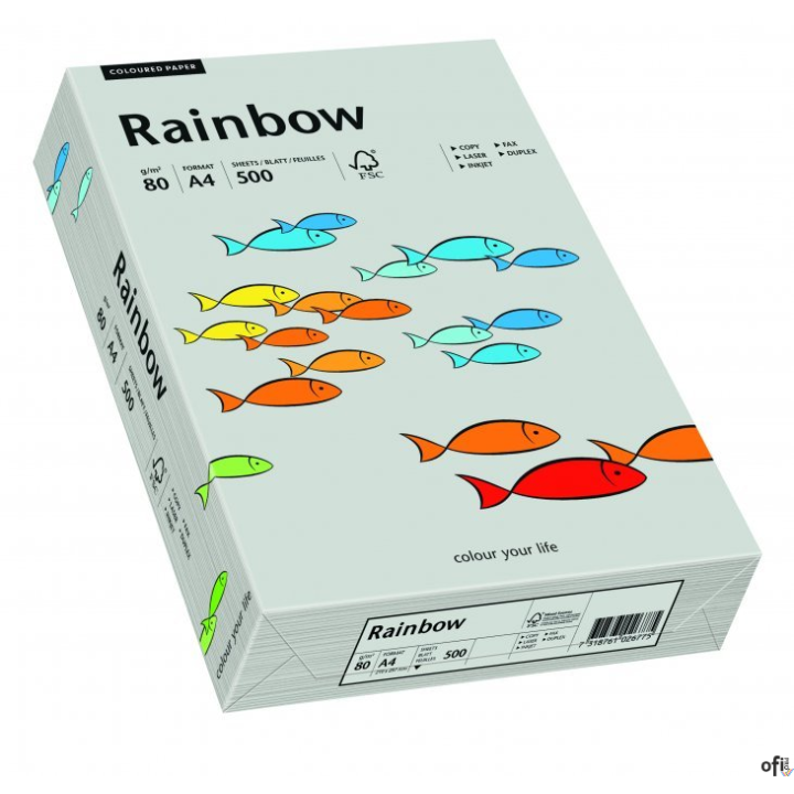 Papier xero kolorowy A4 80g 500 ark. RAINBOW R96 szary 88042805