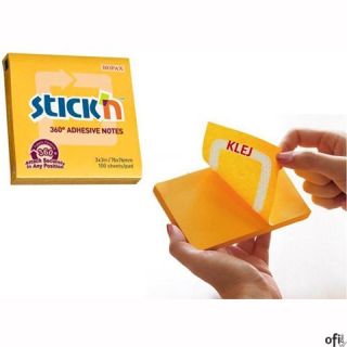 Bloczek STICKN 76x76mm 360stopni ciemnożółty 21551