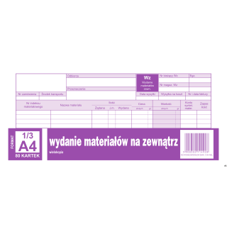 Wydanie materiałów na zewnątrz WZ, 1/3 A4 80 kartek, 10-351-8 DOTTS