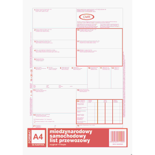Numerowany międzynarodowy list przewozowy CMR, (1+4) A4 80 kartek, 10-800-2N DOTTS