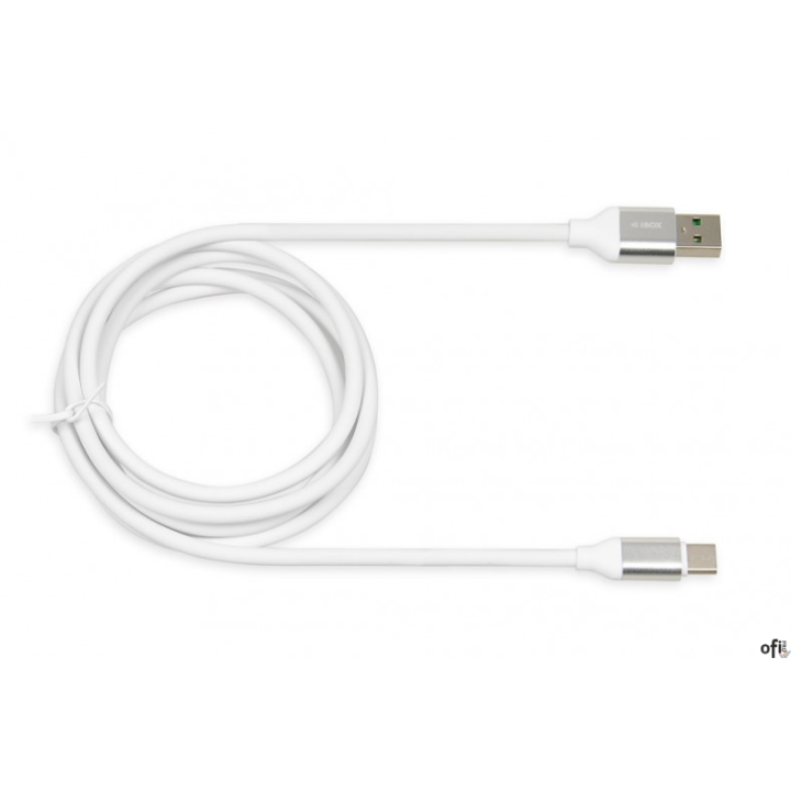 Kabel do transferu danych i zasilania USB 2w1 TYP C biały 1,5m (3A)Ibox IKUMTCWQC