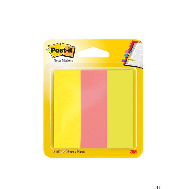 Zakładki indeksujące POST-IT (671/3), papier, 26x76mm, 3x100 kart., mix kolorów