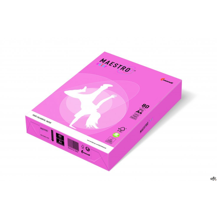 Papier xero MAESTRO COLOR A4 80g NEOPI neonowy odcień różowy