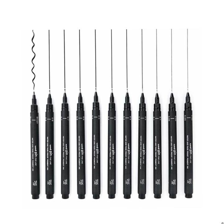 CIENKOPIS KREŚLARSKI PIN-200, CZARNY, RÓŻNE GRUBOŚCI, 6 SZT.  UNPIN200SZCA/6P