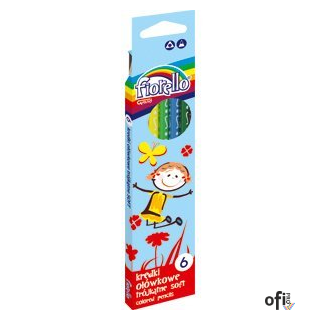 Kredki ołówkowe FIORELLO SUPER SOFT, 6 kolorów, trójkątne 170-2186