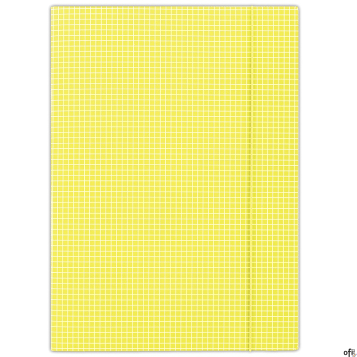 Teczka z gumką,A4, 400gsm,3skrzydła, DONAU żółta w kratkę FEP11 (X)