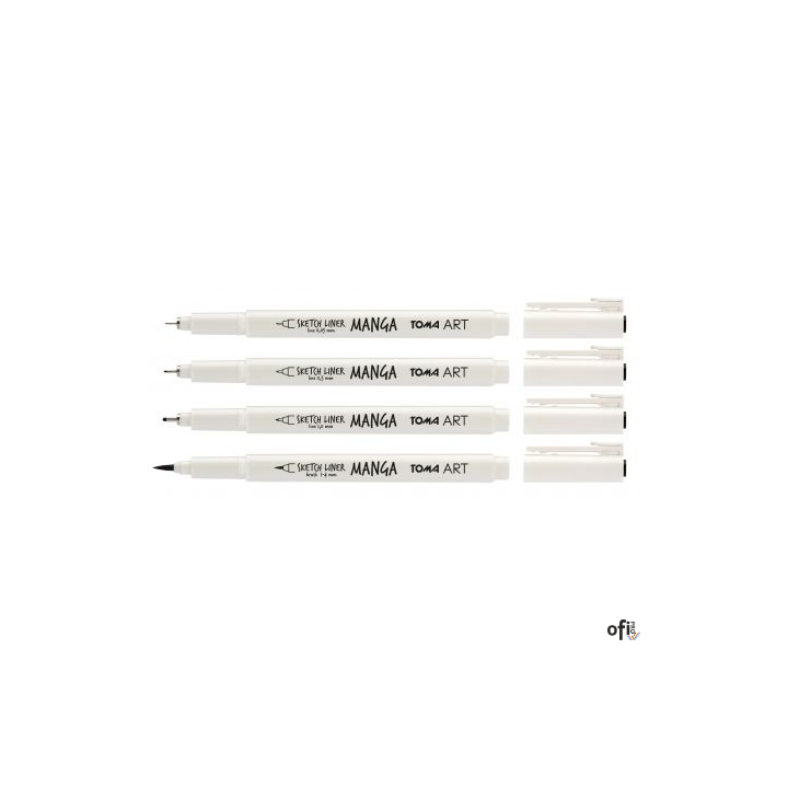 Cienkopisy MANGA 4 koncówki 0,03mm/03,mm/1,0mm/brush,  TO-346 Toma