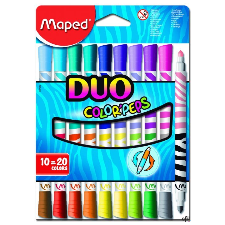 Flamastry dwustronne DUO 10szt 20kol COLORPEP 847010